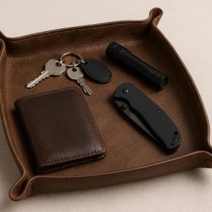 14 Leather Look Desk Valet Tray for Wallet Keys and EDC Items