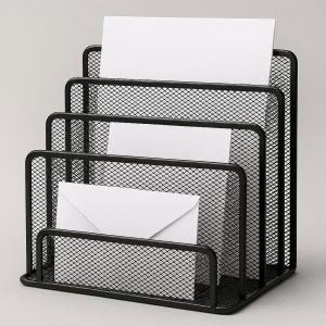 16 Metal Mesh Desk File Organizer with Letter and A4 Size Slots