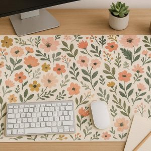Aesthetic Desk Blotter with Floral Pattern for Home Office