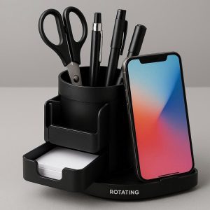 Rotating Multifunction Pen Holder with Phone Stand and Storage Box